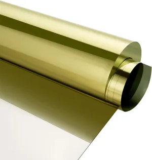 One Way Mirror Reflective Window Privacy Film Heat Insulation Anti UV Window Tinting Glass Vinyl Day Privacy Protection for Home and Office, 24 Inch x 10 Feet, Gold Silver