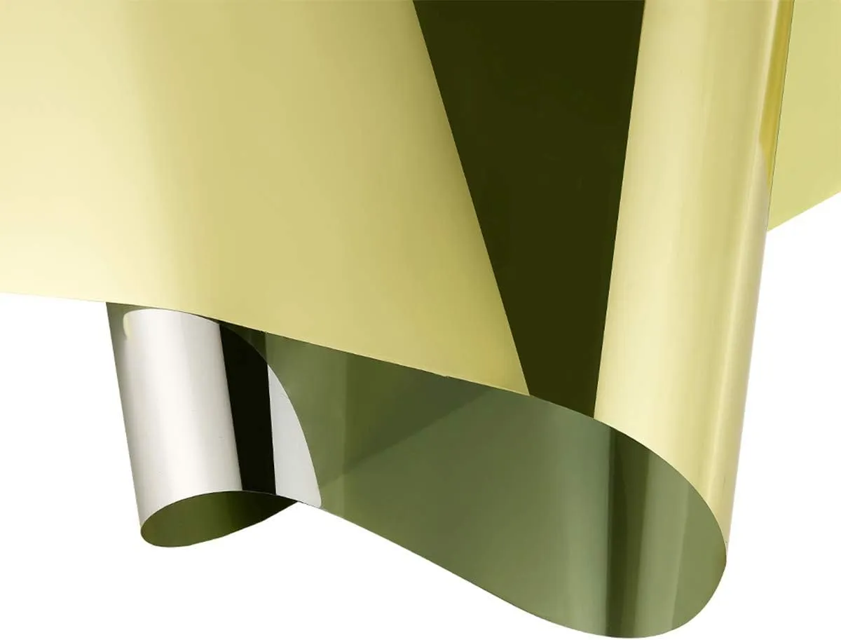 One Way Mirror Reflective Window Privacy Film Heat Insulation Anti UV Window Tinting Glass Vinyl Day Privacy Protection for Home and Office, 24 Inch x 10 Feet, Gold Silver