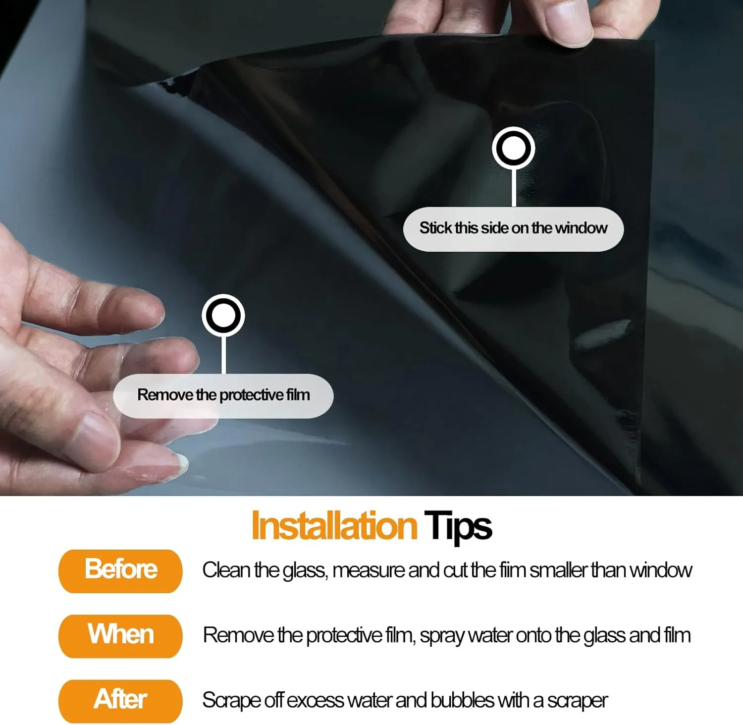 One Way Privacy Window Film Daytime Privacy Reflective Mirror Sun Blocking UV Protection Static Cling Heat Control Window Tint for Home Black Silver 15.7 Inch x 32.8 Feet