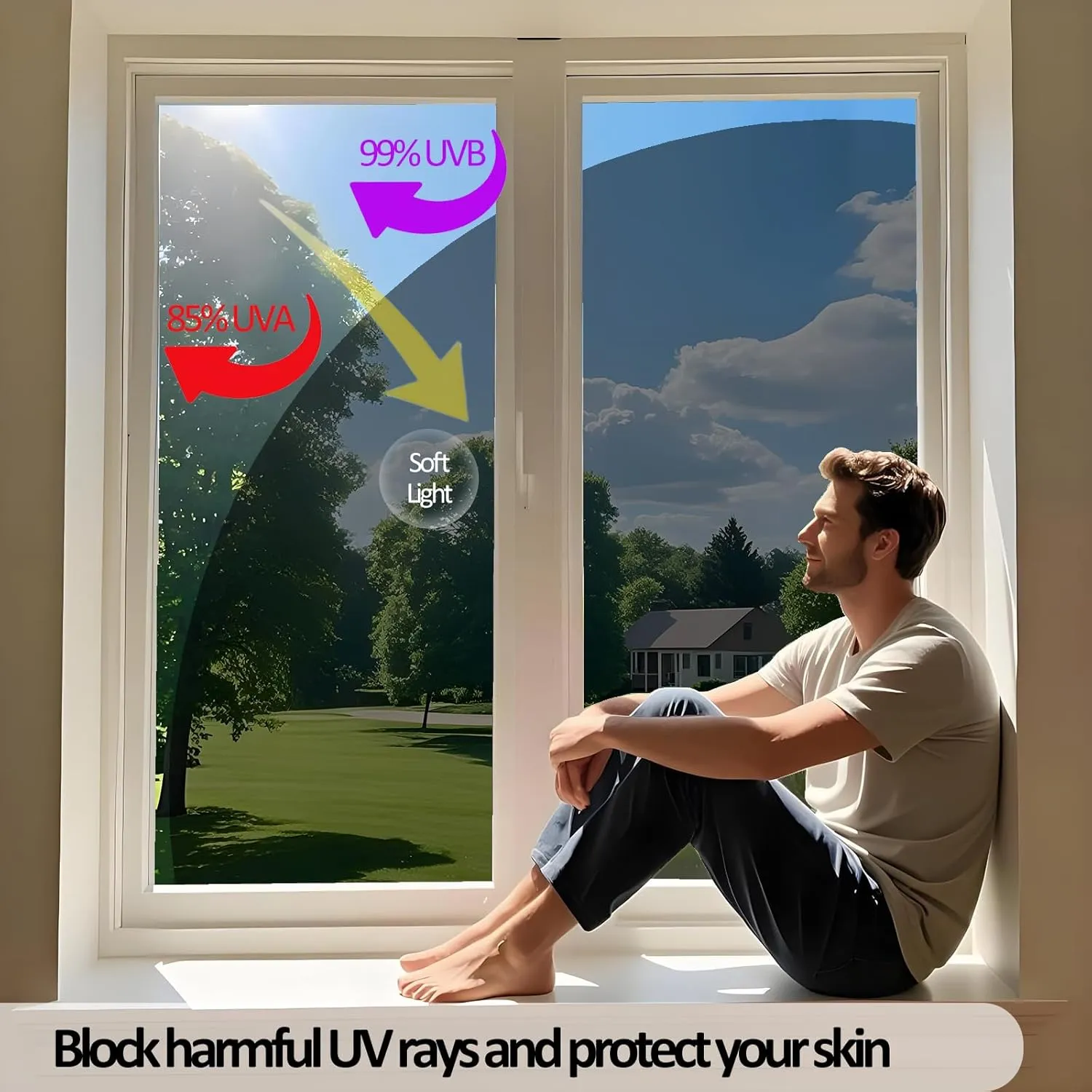 One Way Privacy Window Film Daytime Privacy Reflective Mirror Sun Blocking UV Protection Static Cling Heat Control Window Tint for Home Black Silver 15.7 Inch x 32.8 Feet