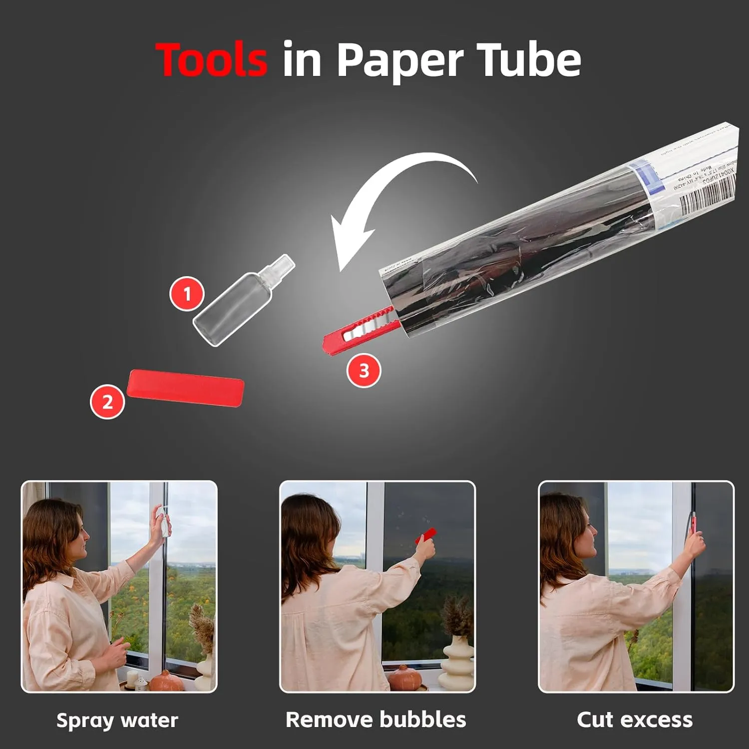 One Way Privacy Window Film Sun Blocking, Heat Blocking Window Tint for Home See Out But Not in, Static Cling & Anti UV, Black-Silver,17.5 Inch x 196.8 Inch