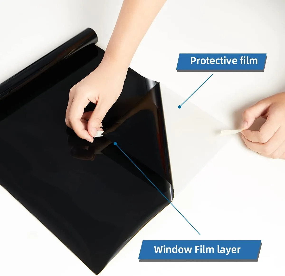 One Way Privacy Window Film,Premium PET Material,Daytime Reflective Heat Control Anti UV Door Sticker,Window Tint for Home Office Living Room,Cosmic Black,31.5 Inch x 16.4 Feet
