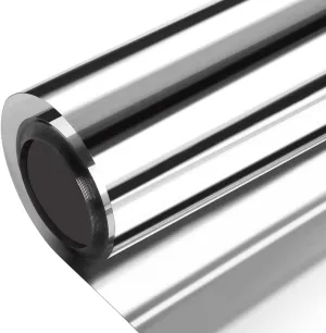 One Way Window Film Mirror Cover Privacy Protection Tint,Heat Control Sun Reducing Anti UV Reflective Solar Tint,Non-Adhesive Window Blocker Coverings House Ventanas Film Silver 23.6 x 157.5 Inch