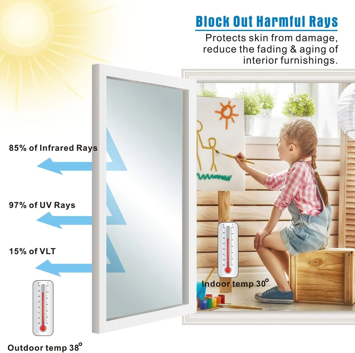 One Way Window Film Mirror Cover Privacy Protection Tint,Heat Control Sun Reducing Anti UV Reflective Solar Tint,Non-Adhesive Window Blocker Coverings House Ventanas Film Silver 23.6 x 157.5 Inch