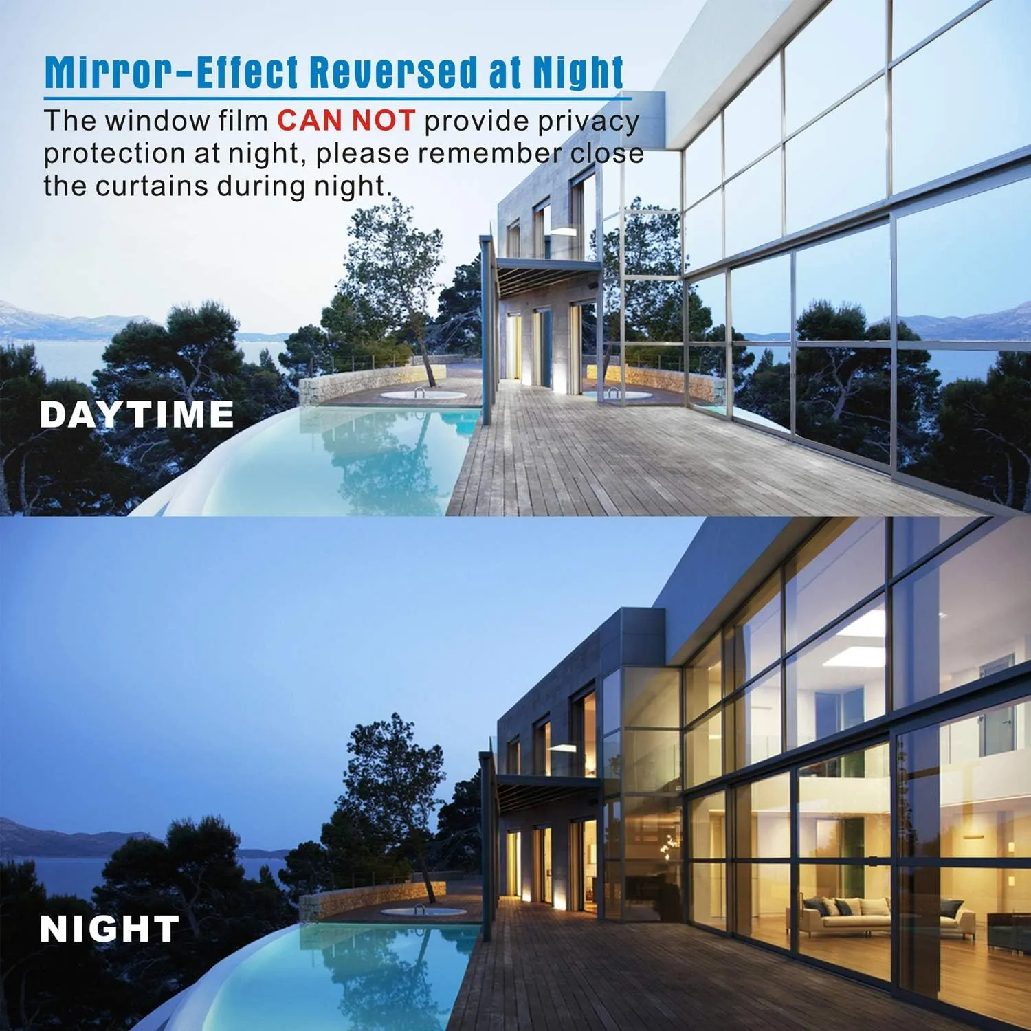 One Way Window Film Mirror Cover Privacy Protection Tint,Heat Control Sun Reducing Anti UV Reflective Solar Tint,Non-Adhesive Window Blocker Coverings House Ventanas Film Silver 23.6 x 157.5 Inch