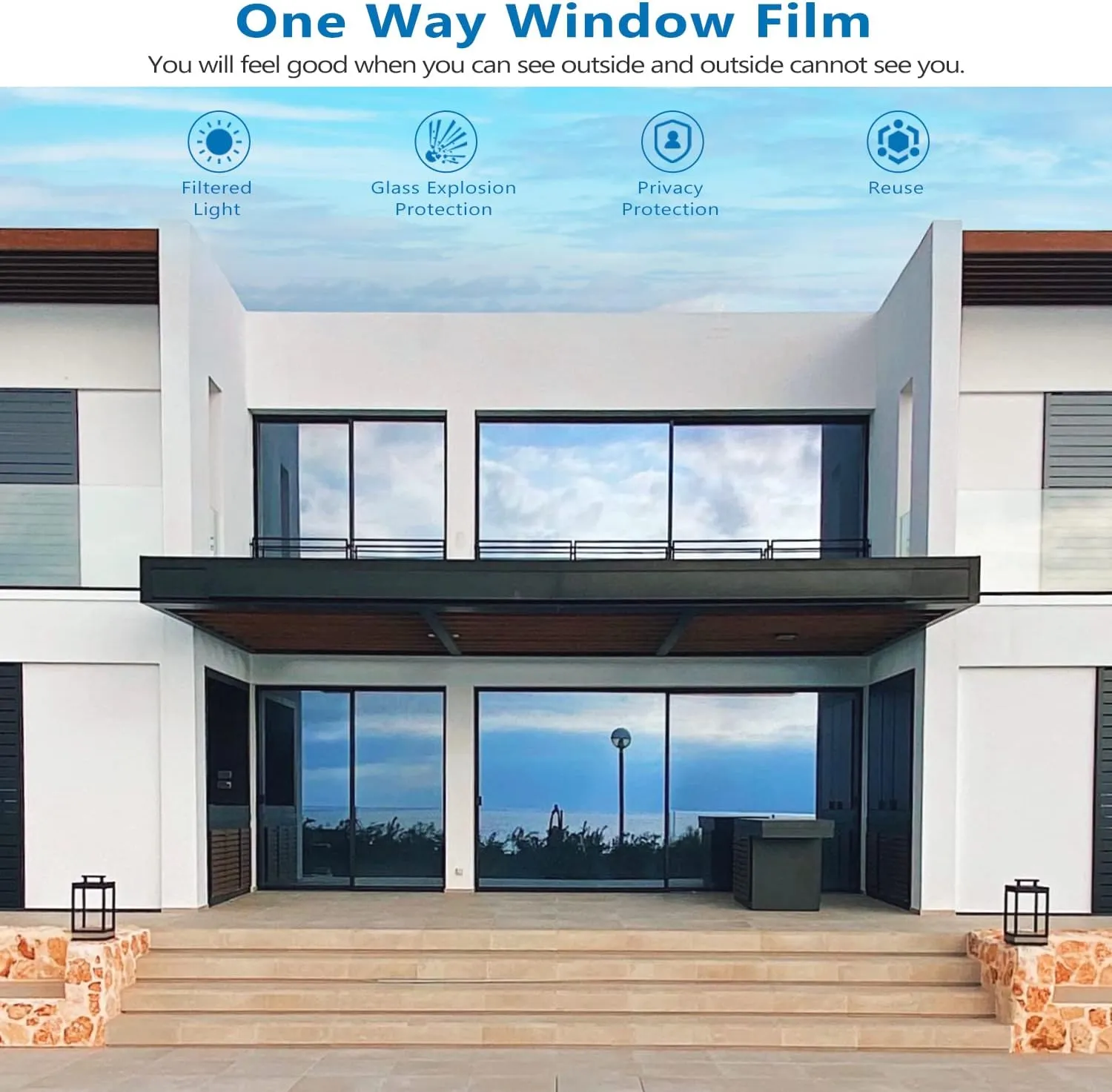 One Way Window Film Privacy Tint Heat Control Door Glass Coverings Anti UV Reflective Sun Blocking Static Self Cling Tinting,No Glue Window Mirror Film for Home Office Black-Silver 23.6 x 78.7 Inch