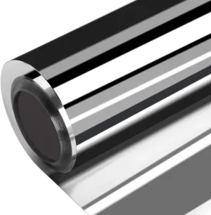 One Way Window Film Privacy Tint Heat Control Door Glass Coverings Anti UV Reflective Sun Blocking Static Self Cling Tinting,No Glue Window Mirror Film for Home Office Black-Silver 23.6 x 78.7 Inch