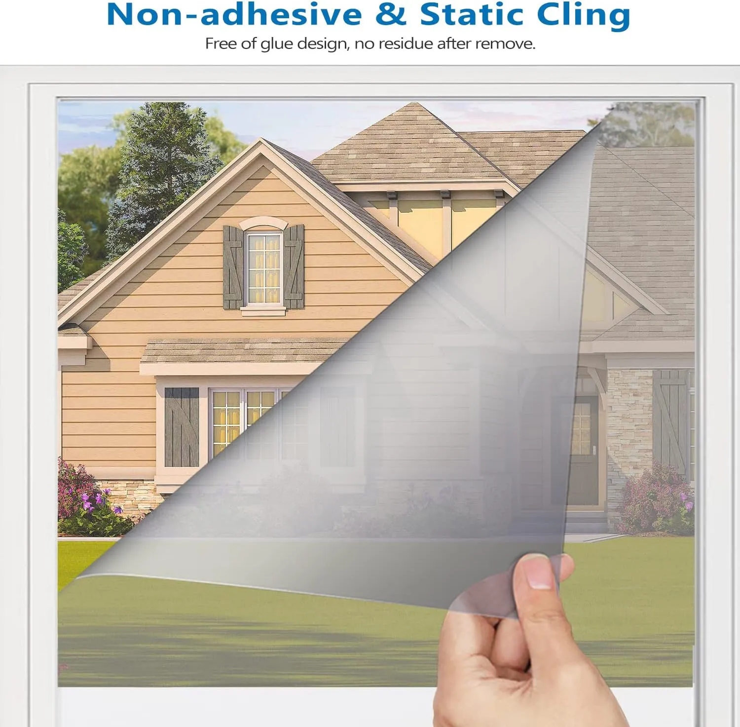 One Way Window Film Privacy Tint Heat Control Door Glass Coverings Anti UV Reflective Sun Blocking Static Self Cling Tinting,No Glue Window Mirror Film for Home Office Black-Silver 23.6 x 78.7 Inch