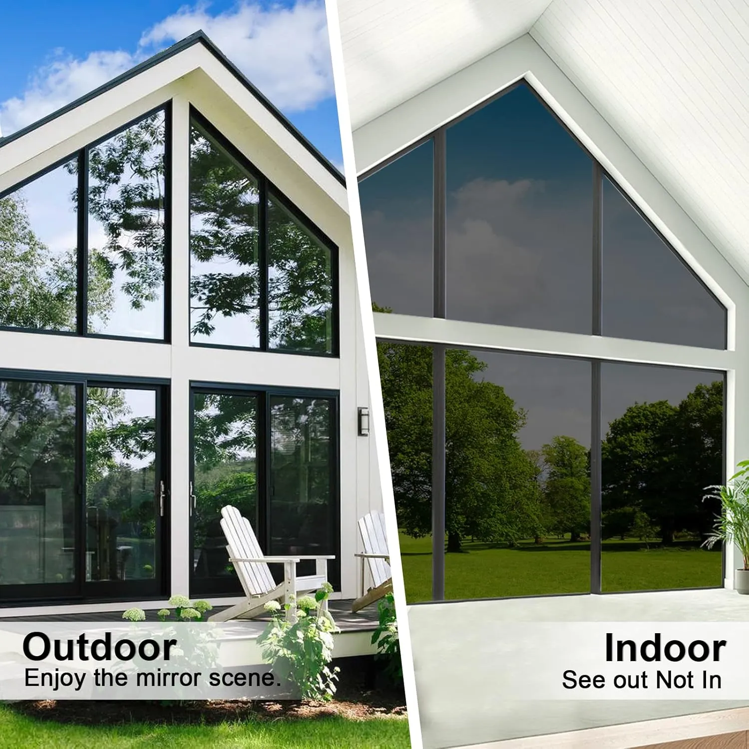 One Way Window Privacy Film, Home Window Tint Reflective Window Film See Out Not in Sun Blocking Anti UV Mirror Window Clings Daytime Privacy Door Window Covering with 3 Tools, 17.5 * 157.5Inch