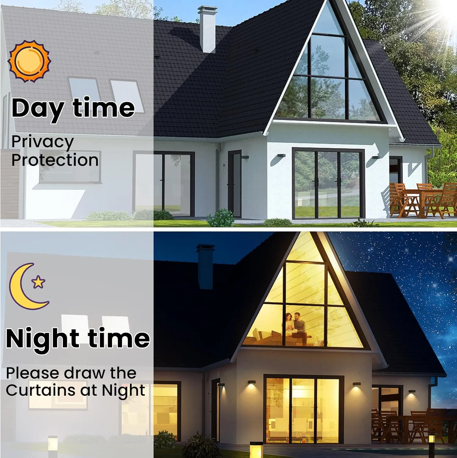 One Way Window Privacy Film, Home Window Tint Reflective Window Film See Out Not in Sun Blocking Anti UV Mirror Window Clings Daytime Privacy Door Window Covering with 3 Tools, 17.5 * 157.5Inch