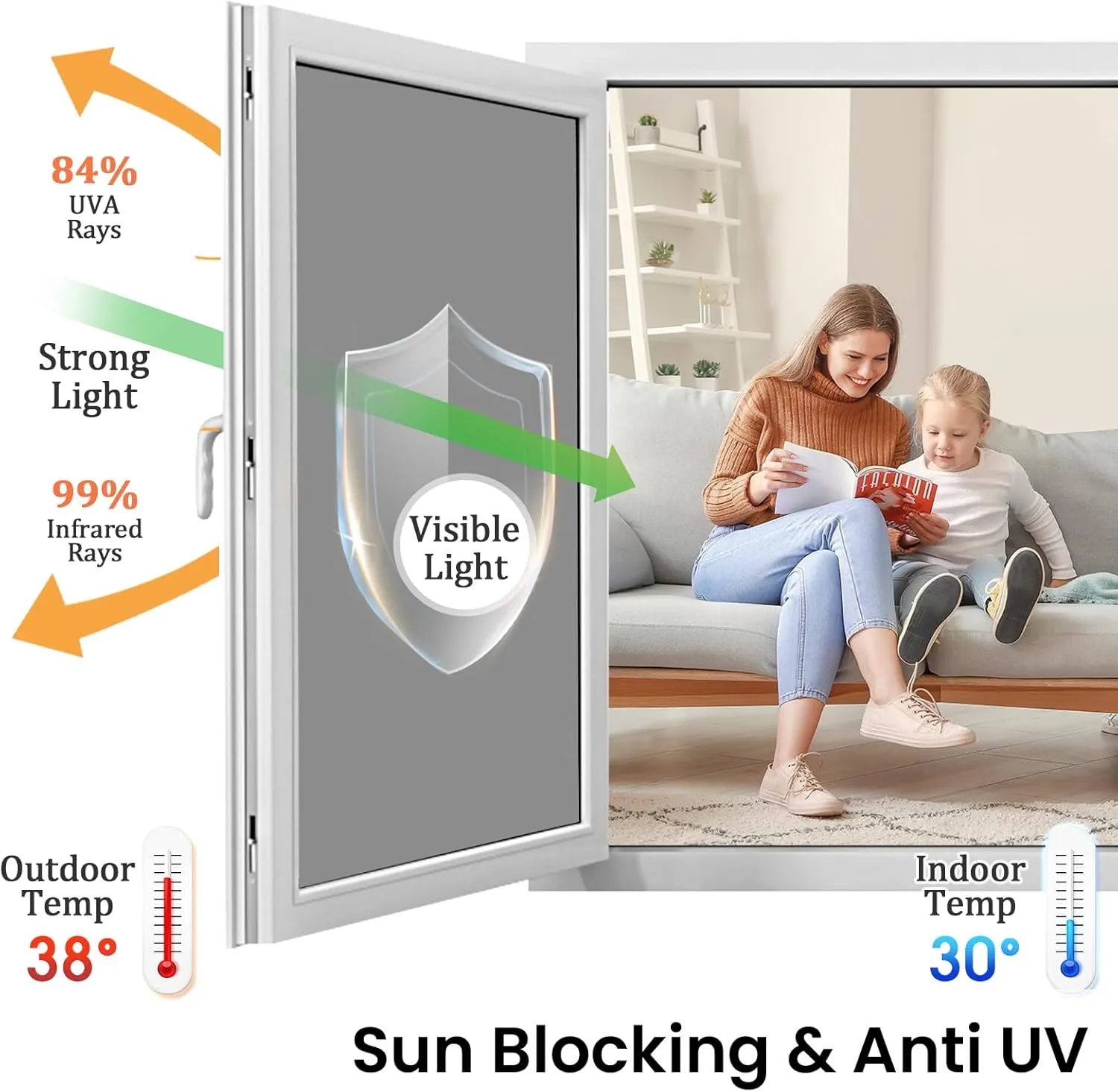 One Way Window Privacy Film, Home Window Tint Reflective Window Film See Out Not in Sun Blocking Anti UV Mirror Window Clings Daytime Privacy Door Window Covering with 3 Tools, 17.5 * 157.5Inch