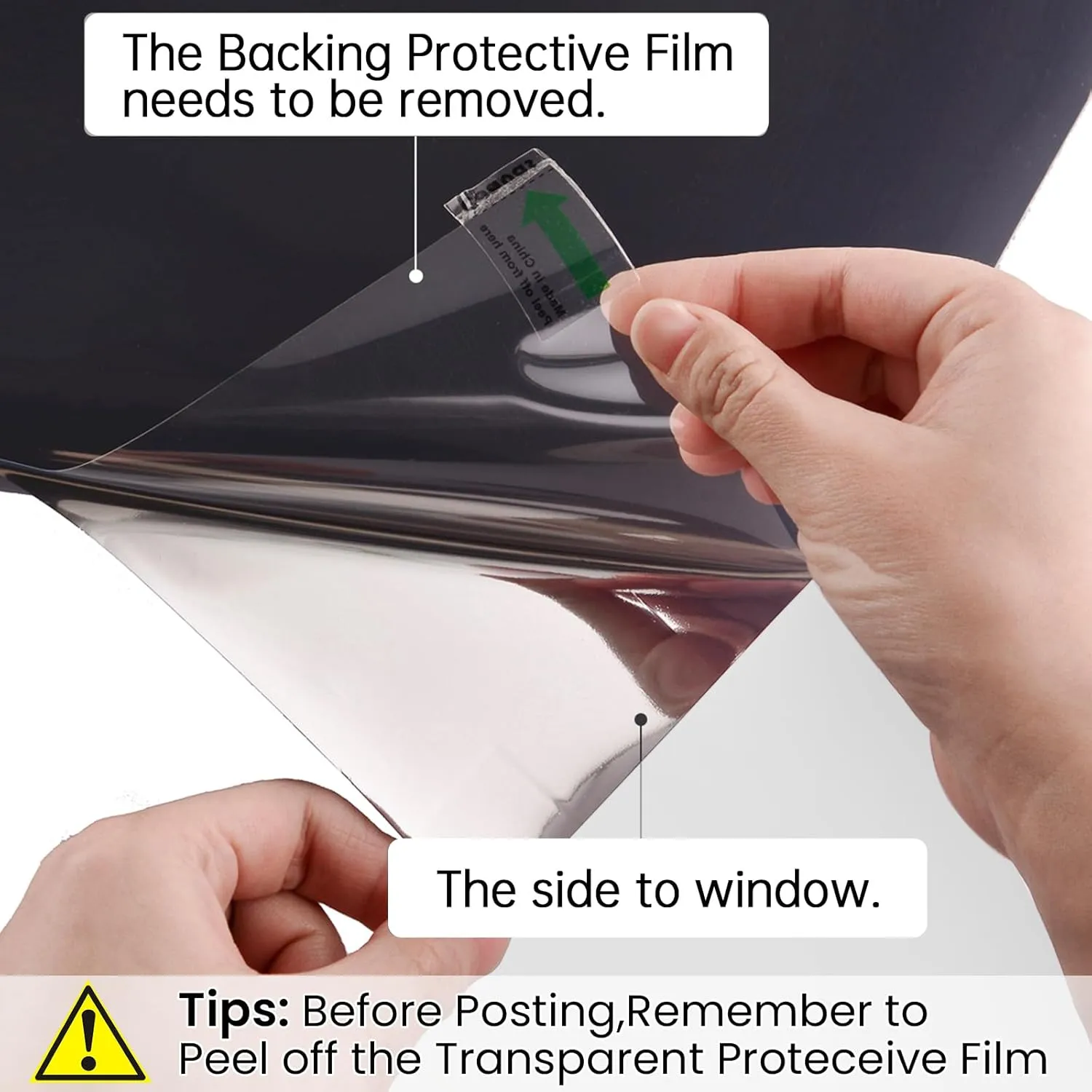 One Way Window Privacy Film, Home Window Tint Reflective Window Film See Out Not in Sun Blocking Anti UV Mirror Window Clings Daytime Privacy Door Window Covering with 3 Tools, 17.5 * 157.5Inch