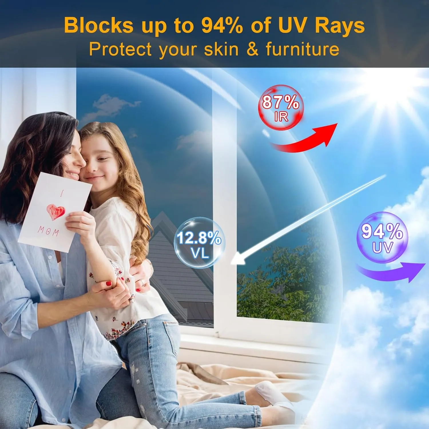 One Way Window Privacy Film See Out Not in, Window Tint for Home, Reflective Mirror Glass Windows Coverings Sun Heat UV Blocking, Black-Silver, 29.5 inch x 78.74"
