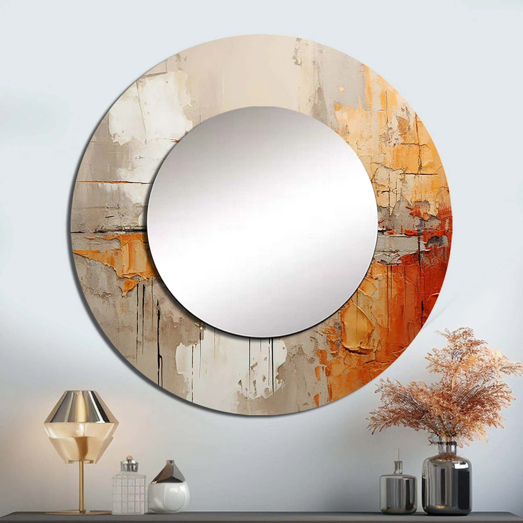 Orange Impressions I - Abstract Wall Mirror