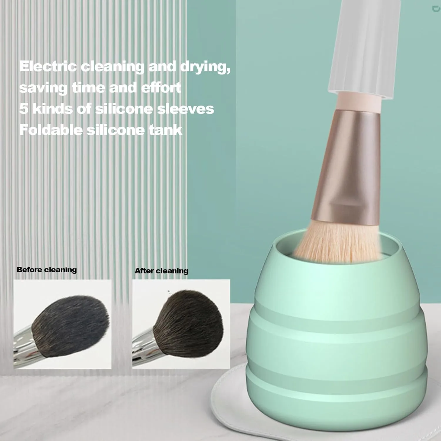Orange Makeup Brush Cleaner Machine Electric 8000-12000RPM High Speed Cleaning Tool with Fast Charging, Portable Multifunctional Brush Washer for Home Commercial Use (White)