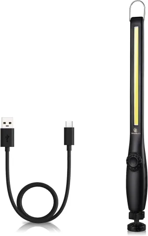 ORHOMELIFE Magnetic LED Work Light, 24" USB Cable, 3300mAh Capacity, 4-Level Power Indicator Lights, 360 Pivoting Base, 20" Pull Force, 72 Hours of Low Brightness