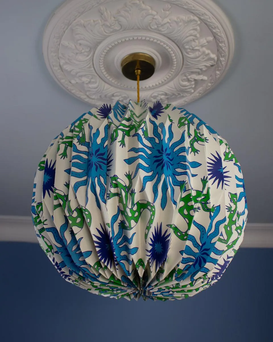 Origami Paper Lightshade Globe 'Dancing Lizards'