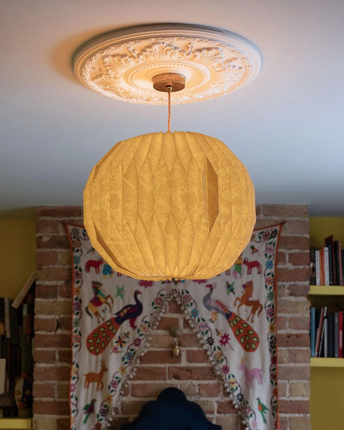 Origami Paper Lightshade Globe 'White Safari Toile'