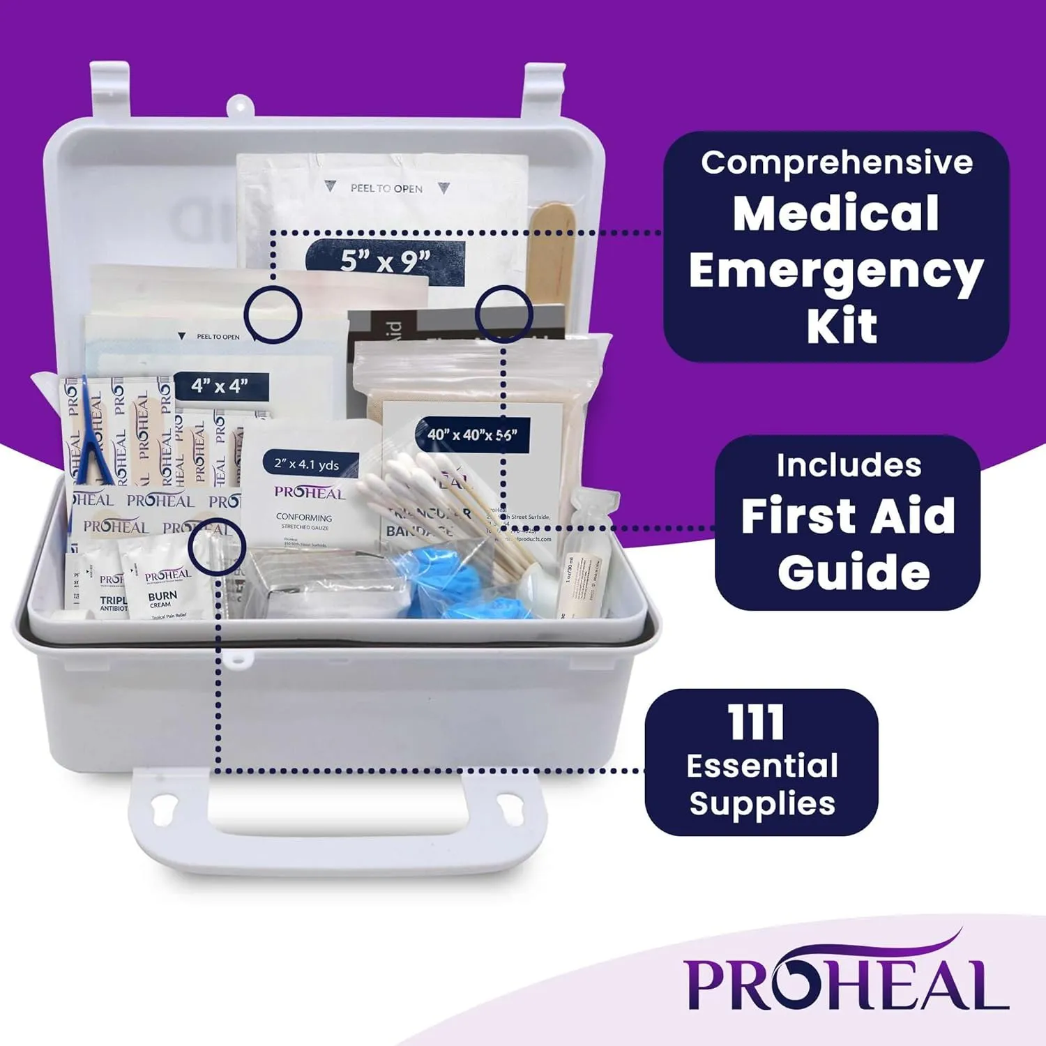 OSHA Compliant First Aid Kit - 10 Person, Type III, ANSI Class A Emergency Kit for Truck, Car, Construction Site - 111 Essential First Aid Supplies