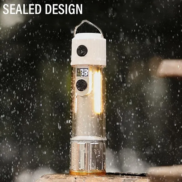 Outdoor LED Dual Light Handheld Flashlight USB Rechargeable Portable Lantern with Battery Indicator with Hook and Magnetic Multiple Lighting Modes for Camping Hiking Outdoors and Emergencies Shustar