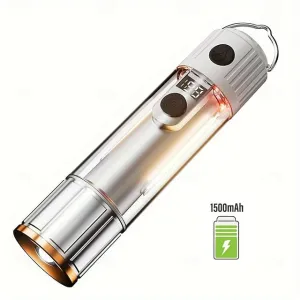 Outdoor LED Dual Light Handheld Flashlight USB Rechargeable Portable Lantern with Battery Indicator with Hook and Magnetic Multiple Lighting Modes for Camping Hiking Outdoors and Emergencies Shustar