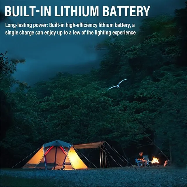 Outdoor LED Dual Light Handheld Flashlight USB Rechargeable Portable Lantern with Battery Indicator with Hook and Magnetic Multiple Lighting Modes for Camping Hiking Outdoors and Emergencies Shustar