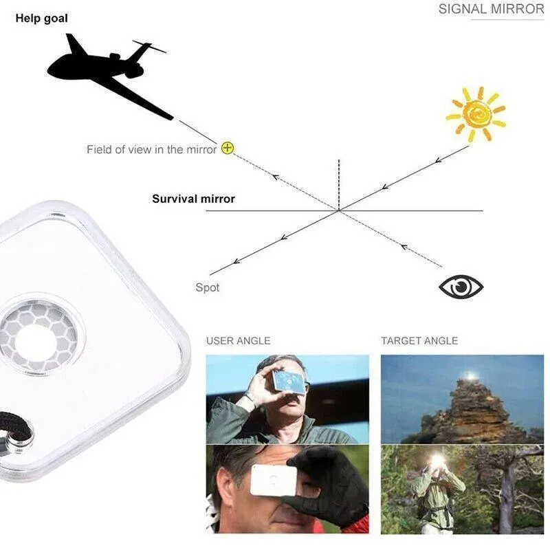 Outdoor Survival Emergency Rescue Signal Mirror With Whistle Au