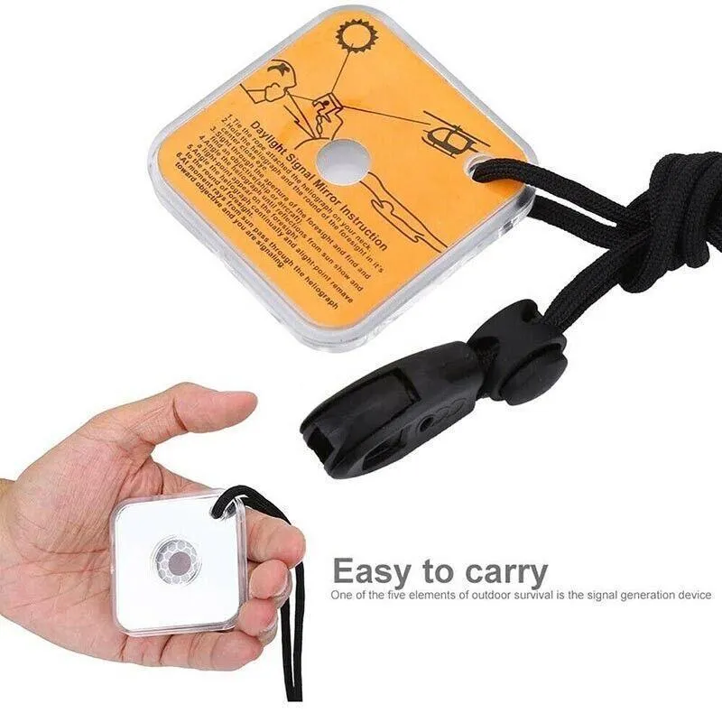 Outdoor Survival Emergency Rescue Signal Mirror With Whistle Au