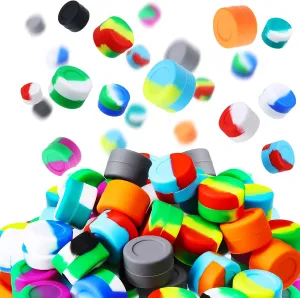 Outus 100 Pcs 3 ml Silicone Wax Containers Non-stick Silicone Wax Containers Multi Use Storage Jars Oil Concentrate Bottles for Home Kitchen Travel, Assorted Colors