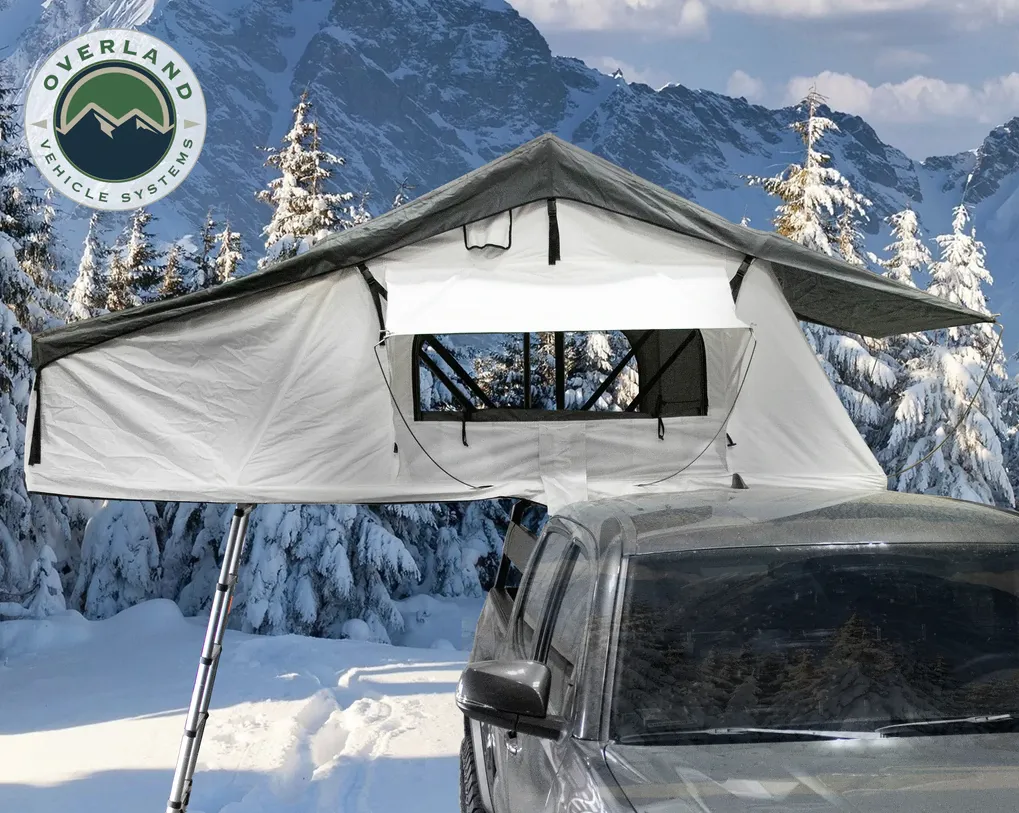 OVERLAND VEHICLE SYSTEMS | Nomadic 3 Arctic Extended Roof Top Tent White Base With Dark Gray Rain Fly (18339926)