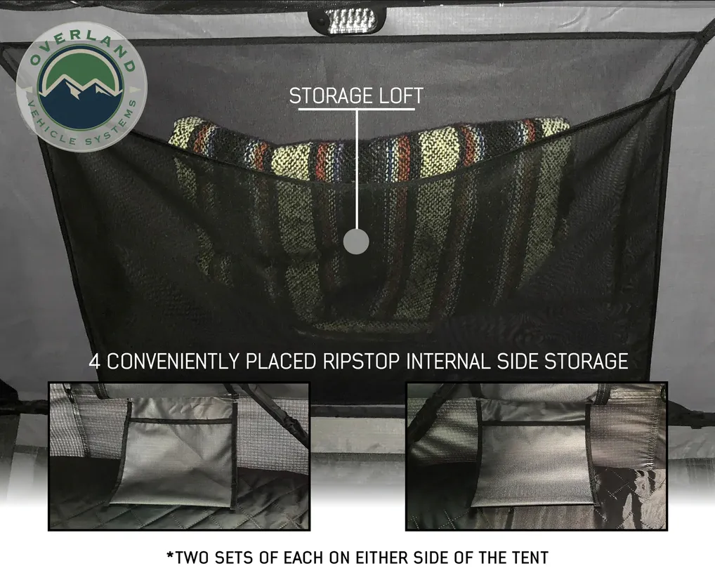 OVERLAND VEHICLE SYSTEMS | Nomadic 3 Arctic Extended Roof Top Tent White Base With Dark Gray Rain Fly (18339926)