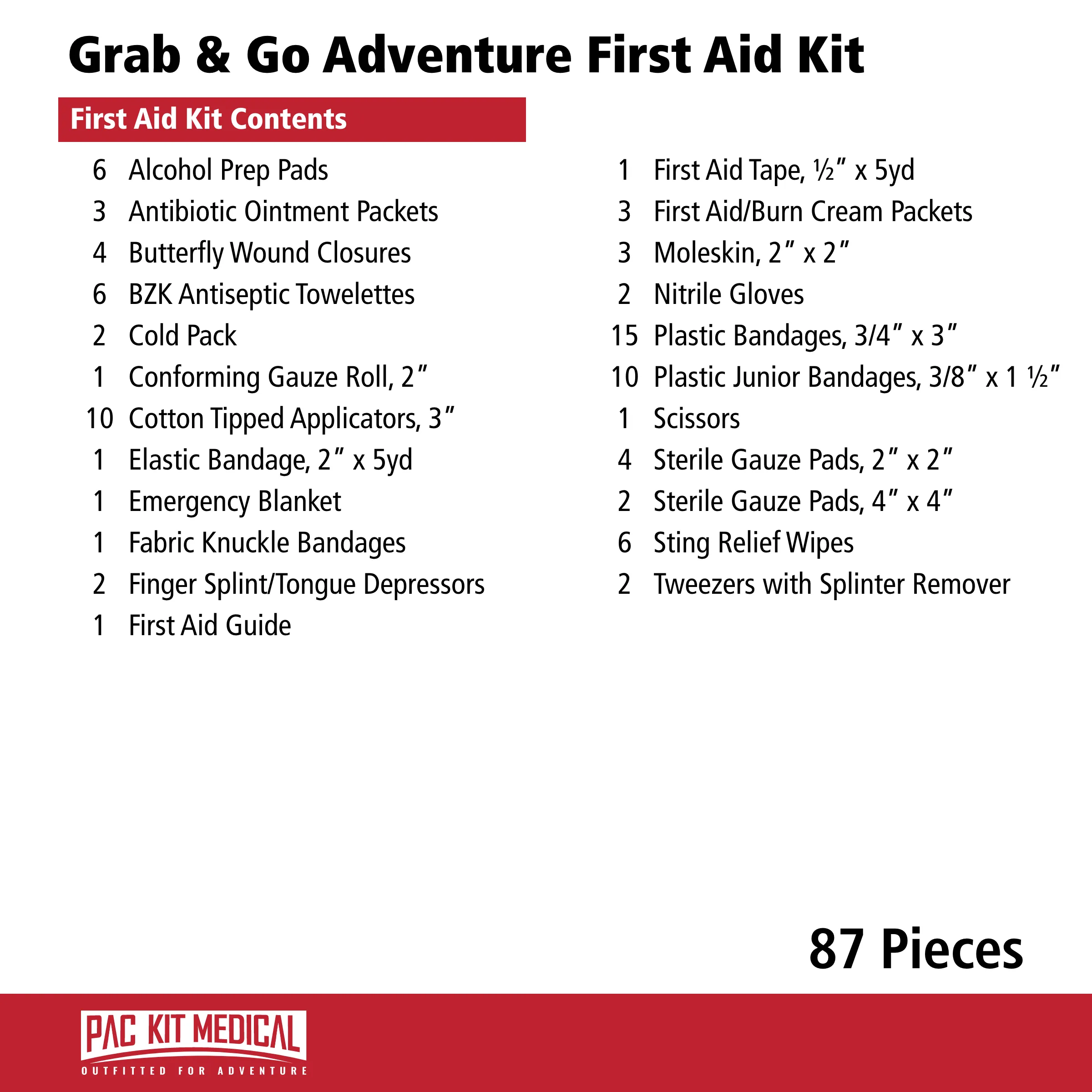 Pac-Kit 87 Piece Grab & Go Adventure First Aid Kit