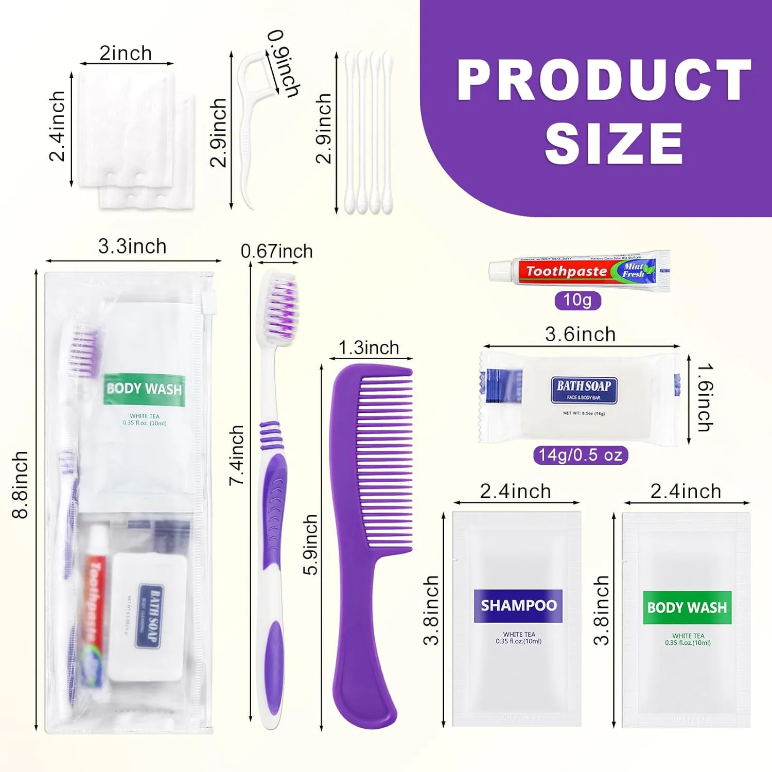 Pack of 10 Hygiene Kit, Toiletry Kit Bulk, Individually Packed, Travel Disposable Hygiene Kit, Homeless Care Package Supplies,Suitable for Hotel, Camping, Travel