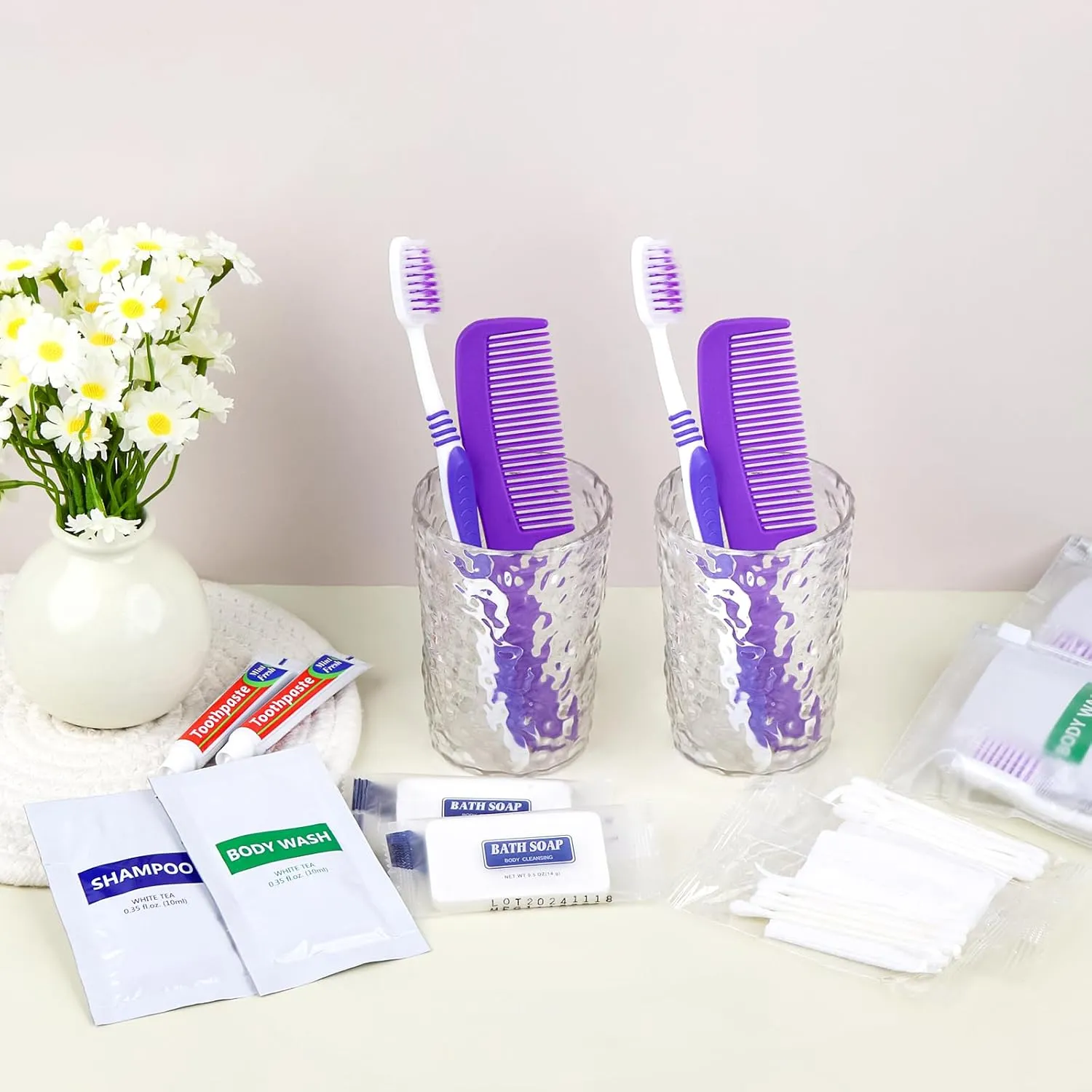 Pack of 10 Hygiene Kit, Toiletry Kit Bulk, Individually Packed, Travel Disposable Hygiene Kit, Homeless Care Package Supplies,Suitable for Hotel, Camping, Travel