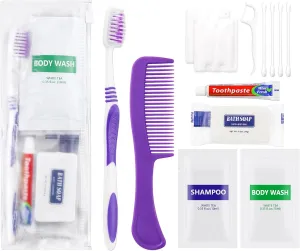 Pack of 10 Hygiene Kit, Toiletry Kit Bulk, Individually Packed, Travel Disposable Hygiene Kit, Homeless Care Package Supplies,Suitable for Hotel, Camping, Travel