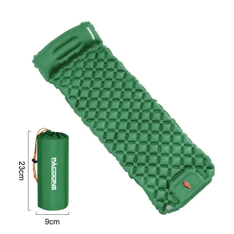 PACOONE Ultralight Inflatable Camping Mattress with Built-in Pump and Pillow