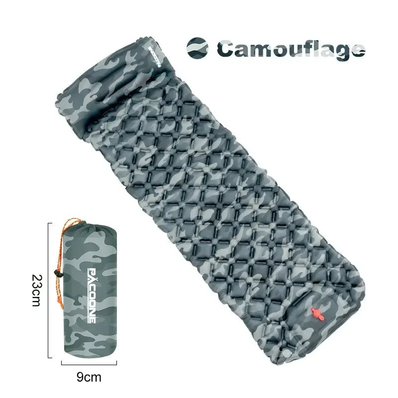 PACOONE Ultralight Inflatable Camping Mattress with Built-in Pump and Pillow