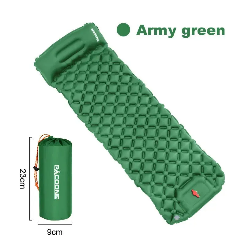 PACOONE Ultralight Inflatable Camping Mattress with Built-in Pump and Pillow