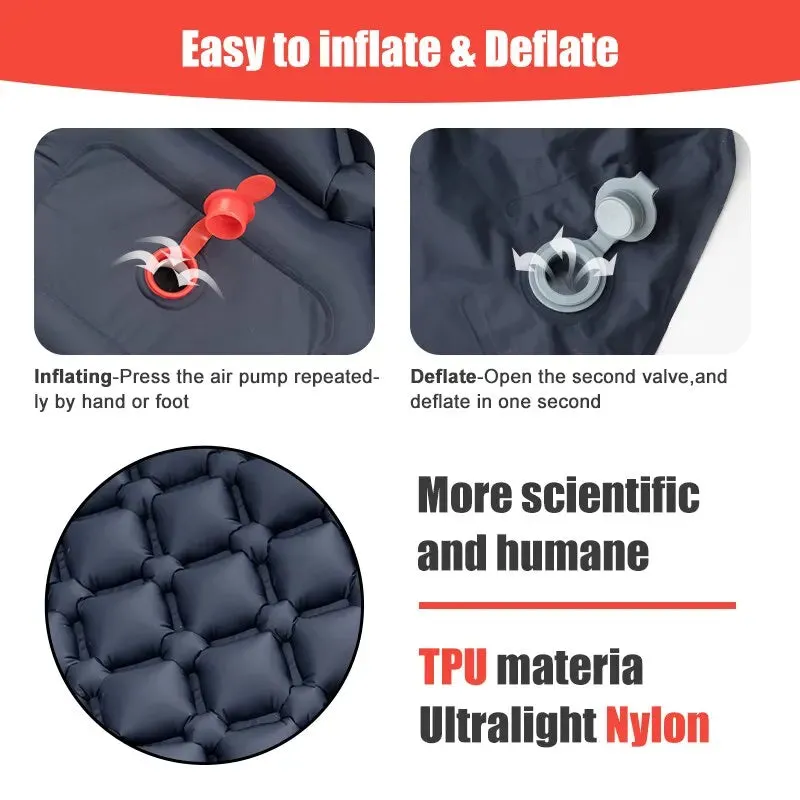 PACOONE Ultralight Inflatable Camping Mattress with Built-in Pump and Pillow