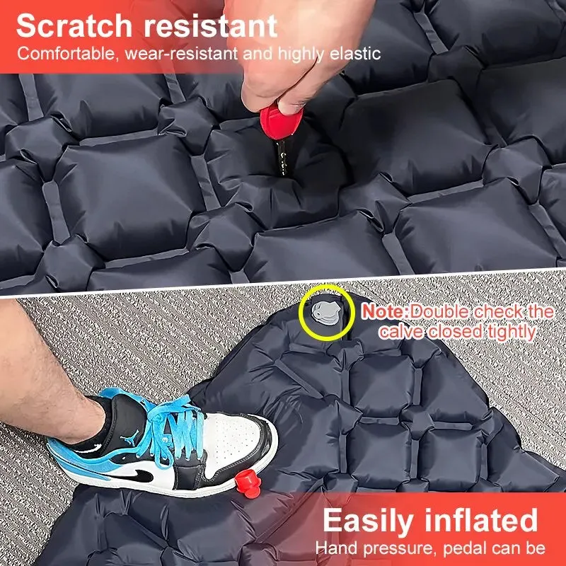 PACOONE Ultralight Inflatable Camping Mattress with Built-in Pump and Pillow