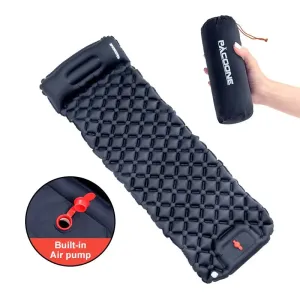 PACOONE Ultralight Inflatable Camping Mattress with Built-in Pump and Pillow