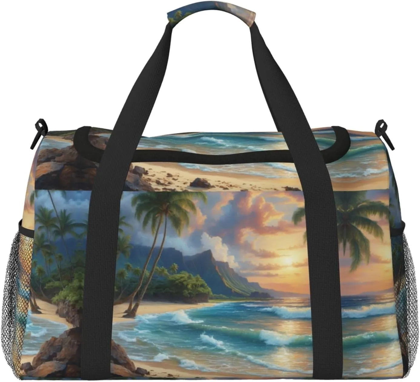 Palm Tree Over Blue Sea Ocean print Weekender Overnight Carry On Bag Gym Luggage Bag Duffel Bag for Travel Women