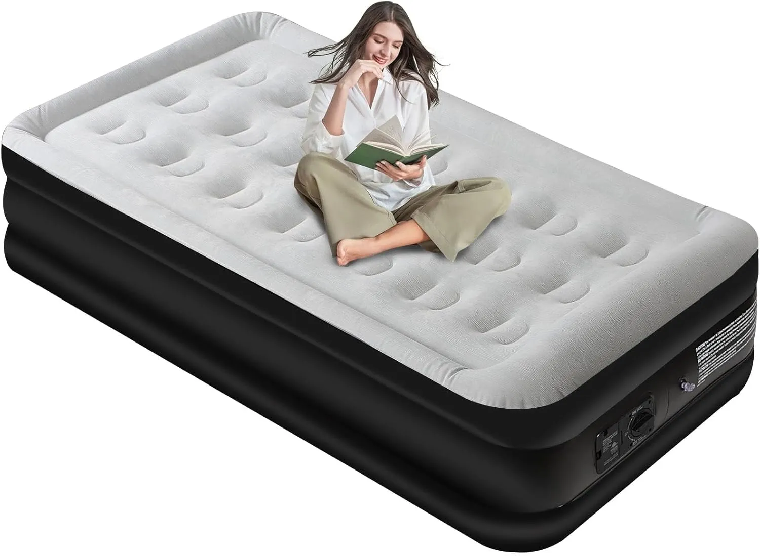 Panana Twin Air Mattress with Built in Electric Pump, Height 18.5" Comfort Blow up Inflatable Guest Air Bed Airbed with Flocked Top, Storage Bag for Family, Home, Camping