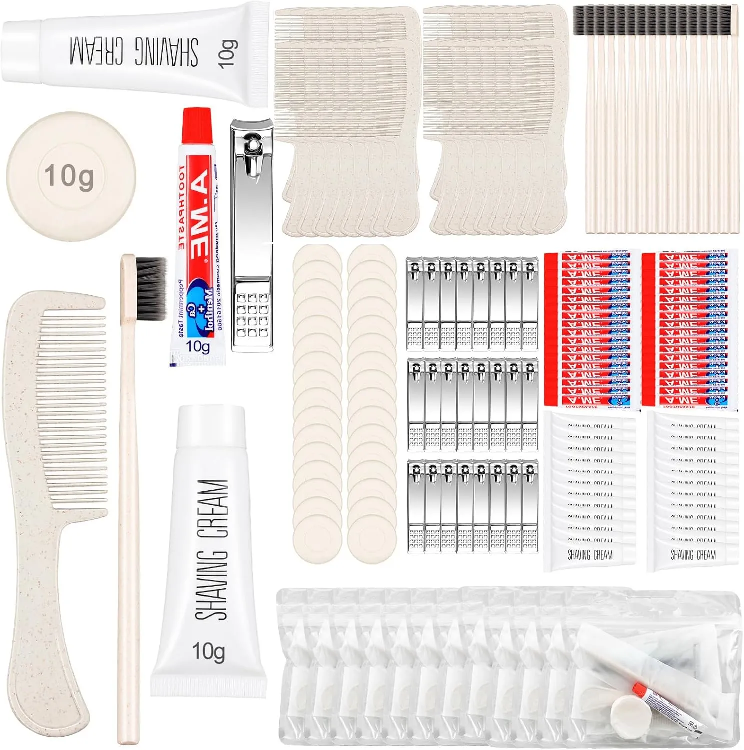 Panitay 50 Sets Disposable Travel Toiletry Kit Hotel Hygiene Kit Disposable Toothbrush Bulk Include Toothpaste Comb Soap for Travel Hotel Homeless Shelter Camping