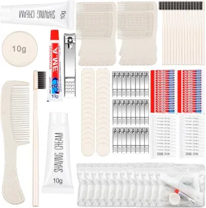 Panitay 50 Sets Disposable Travel Toiletry Kit Hotel Hygiene Kit Disposable Toothbrush Bulk Include Toothpaste Comb Soap for Travel Hotel Homeless Shelter Camping