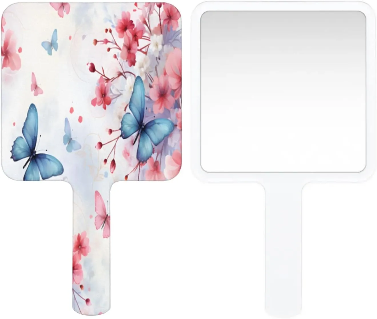 Pardick Compact Square Handheld Travel Mirror - 6.2x3.6 Inches, Ultra-Portable & Crystal-Clear, Cute Stuff for Women, Cute Butterflies Makeup Mirror