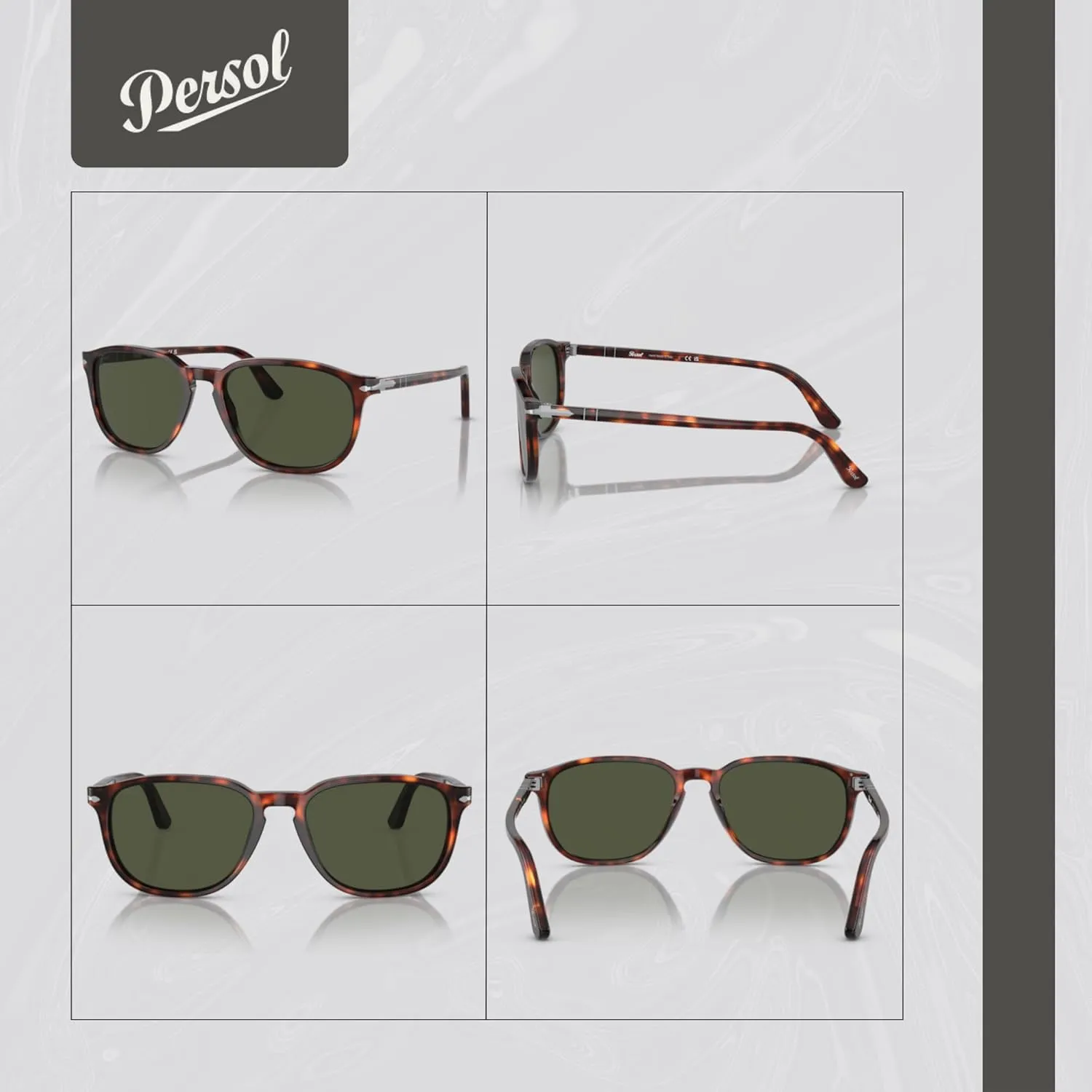 Persol PO3019S Square Sunglasses for Men   Bundle with Designer iWear Kit