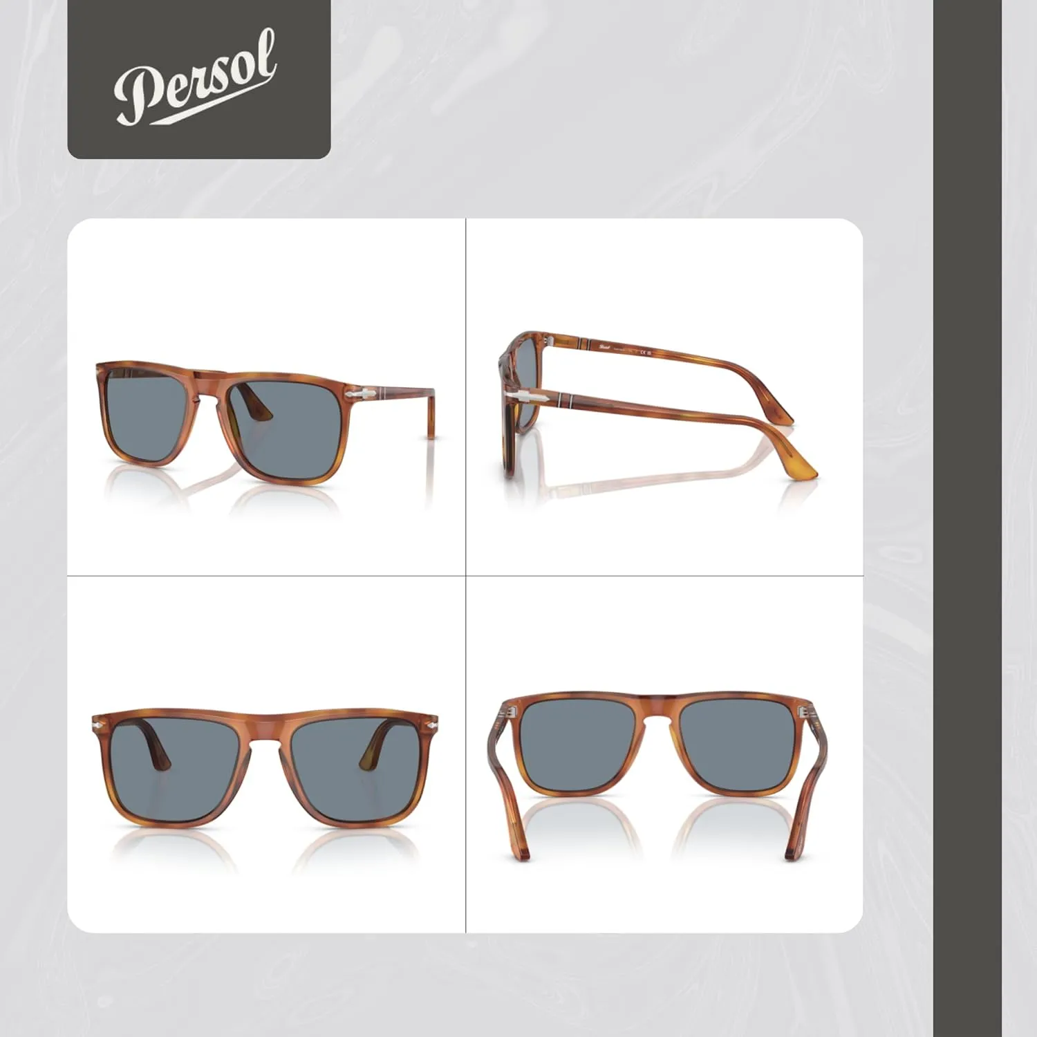 Persol PO3336S Aviator Sunglasses for Men for Women   BUNDLE With Designer iWear Complimentary Eyewear Kit
