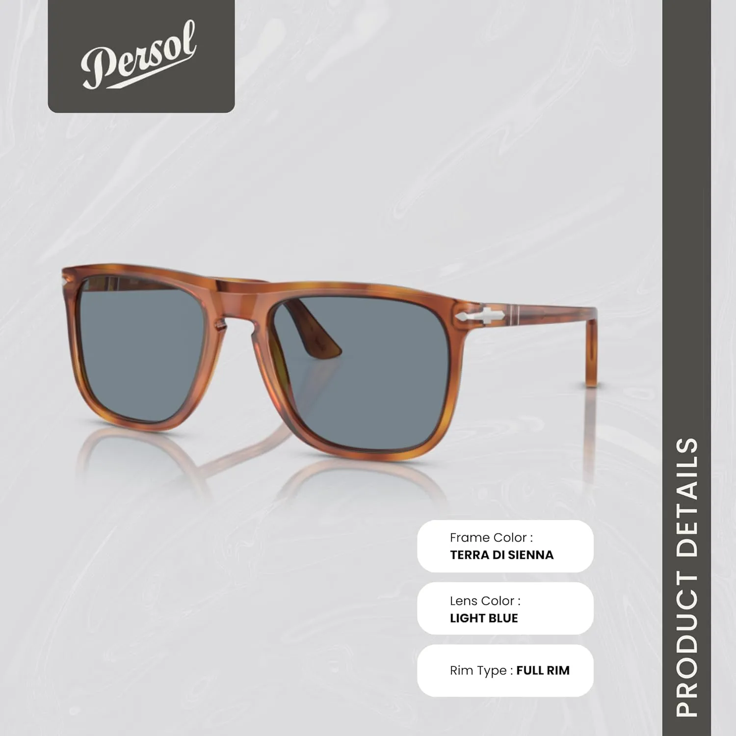 Persol PO3336S Aviator Sunglasses for Men for Women   BUNDLE With Designer iWear Complimentary Eyewear Kit