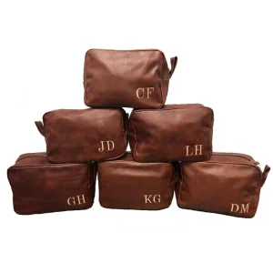 Personalize Shaving Kit Travel Toiletry Bag,Brown Leather Dopp Kit Wedding Gift Groom Graduation Gift For Him,Groomsmen Gift Groomsman Bag,Father day Gift,Monogram Mens Toiletry Bag